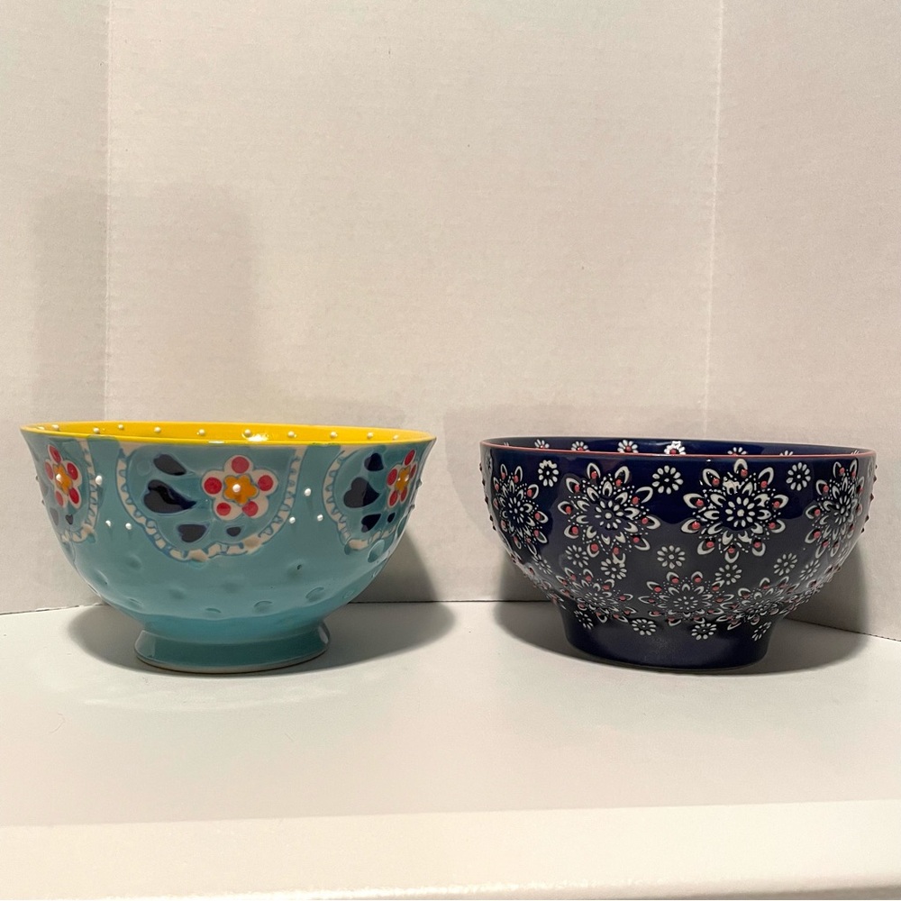 Yokohama Studio Hand-Painted Bowls, Set of Two.  Made in Japan.